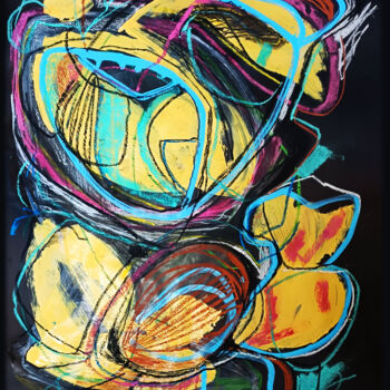 Drawing titled "Mango graphics on b…" by Olya Kartavaya, Original Artwork, Pastel