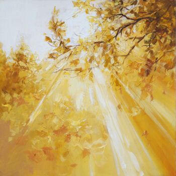 Painting titled "Sunny day" by Olya Lioness, Original Artwork, Oil Mounted on Wood Stretcher frame