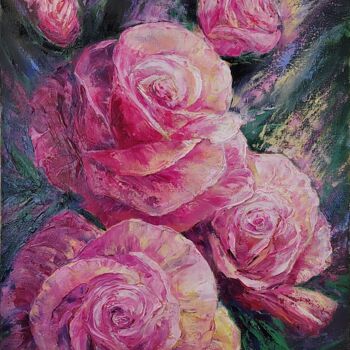 Картина под названием "Roses odor 1" - Olya Lioness, Подлинное произведение искусства, Масло Установлен на Деревянная рама д…