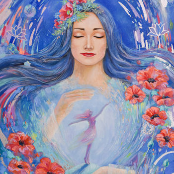 Pintura intitulada "Meditation Silence" por Olya Yatsenko, Obras de arte originais, Óleo