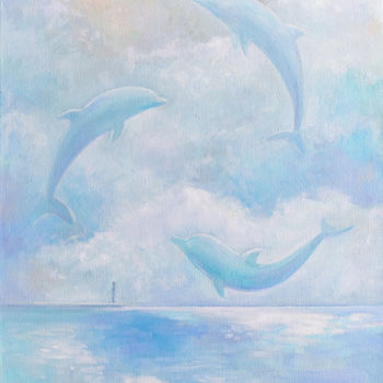 Schilderij getiteld "Ocean clouds" door Olya Yatsenko, Origineel Kunstwerk, Olie