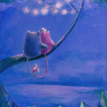 Pintura titulada "Our Starry Night" por Olya Yatsenko, Obra de arte original, Oleo