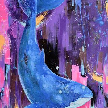 Peinture intitulée "The Whale Dance" par Olya Yatsenko, Œuvre d'art originale, Huile