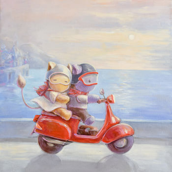 Painting titled "Time for Adventure" by Olya Yatsenko, Original Artwork, Oil