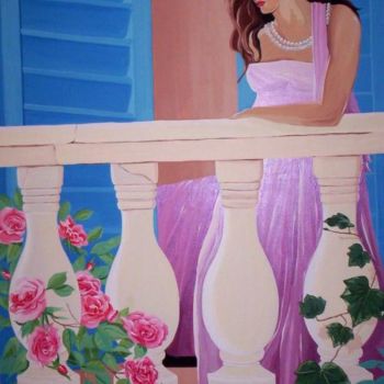 Peinture intitulée "Balcony before the…" par Olymbia Kaboudahangi, Œuvre d'art originale, Huile