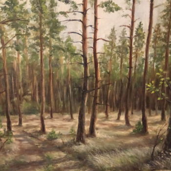 Schilderij getiteld "Merkine, forest" door Oleg Ivanishchev, Origineel Kunstwerk, Olie