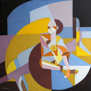 Malerei mit dem Titel "Mujer en la playa" von Omar Sorriente, Original-Kunstwerk, Öl