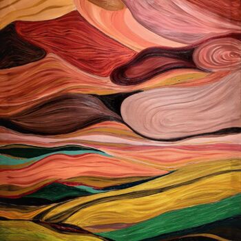 Картина под названием "The Desert and rocks" - Omar Yousef Alrashed, Подлинное произведение искусства, Масло Установлен на Д…