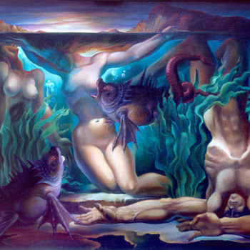 Pittura intitolato "Undersea" da Omar Kuchukhidze, Opera d'arte originale, Olio