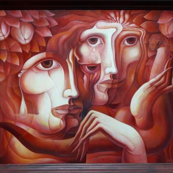 Pittura intitolato "Adam and Eve" da Omar Kuchukhidze, Opera d'arte originale, Olio