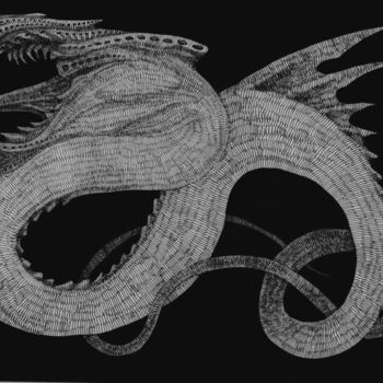 Σχέδιο με τίτλο "The Dragon" από Olesya Makarova (окукленница/okyklennica/omentin7), Αυθεντικά έργα τέχνης, Μαρκαδόρος