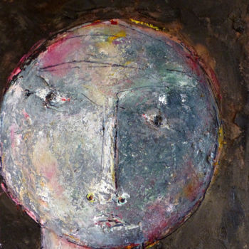 Peinture intitulée "Portrait lune" par Omer Amblas, Œuvre d'art originale, Autre
