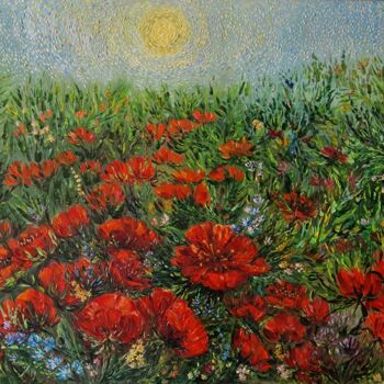 Peinture intitulée "Summer field" par Daleka Olga, Œuvre d'art originale, Huile