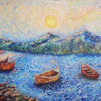 Pittura intitolato "The boats" da Daleka Olga, Opera d'arte originale, Olio