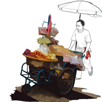 「Street Vendor」というタイトルのデジタルアーツ Omi Sidによって, オリジナルのアートワーク, 写真モンタージュ