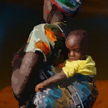 Arts numériques intitulée "Mother and child" par Omi Sid, Œuvre d'art originale, Photo montage