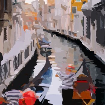 Цифровое искусство под названием "Venice by Gondola" - Omi Sid, Подлинное произведение искусства, Фотомонтаж