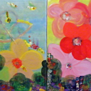 Painting titled "SERIE FLORALE " mos…" by Isabelle Nivet, Original Artwork, Acrylic