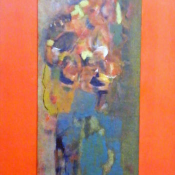 Painting titled "SERIE CARTON " venu…" by Isabelle Nivet, Original Artwork, Oil