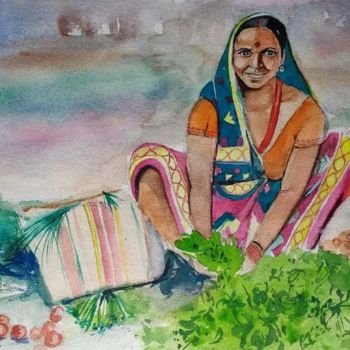 Painting titled "A lovely vegetable…" by Omprakash, Original Artwork, Watercolor