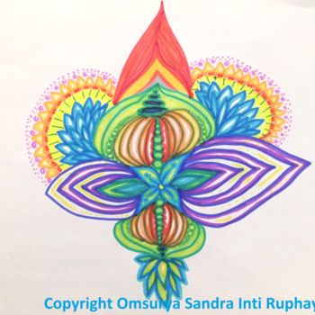 Drawing titled "Abstrakt Mandala Bl…" by Omsurya Sandra Inti Ruphay, Original Artwork, Marker