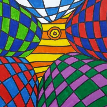 Dessin intitulée "Planeten Welt Farben" par Omsurya Sandra Inti Ruphay, Œuvre d'art originale, Marqueur