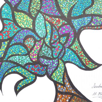 Malarstwo zatytułowany „Mosaic Tree Colour” autorstwa Omsurya Sandra Inti Ruphay, Oryginalna praca