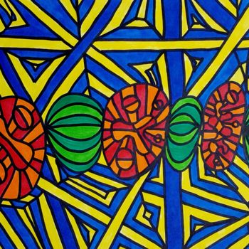 Drawing titled "Space Flower Flow" by Omsurya Sandra Inti Ruphay, Original Artwork