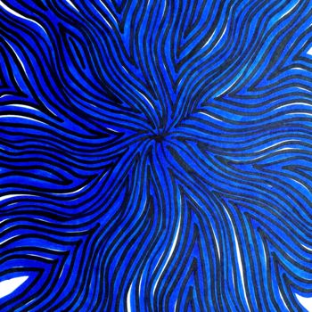 Drawing titled "BLAUE WELLEN LIEBE" by Omsurya Sandra Inti Ruphay, Original Artwork, Marker