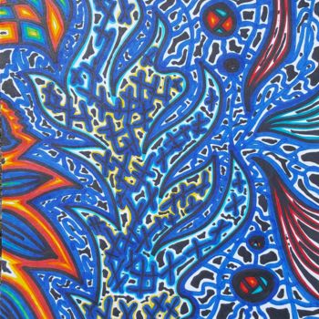图画 标题为“Magic Blue Forrest” 由Omsurya Sandra Inti Ruphay, 原创艺术品