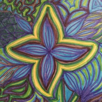 Zeichnungen mit dem Titel "Urwald Licht Blume" von Omsurya Sandra Inti Ruphay, Original-Kunstwerk, Marker
