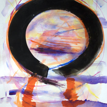 Painting titled "Zen OMEGA" by Ona Lodge, Original Artwork, Watercolor