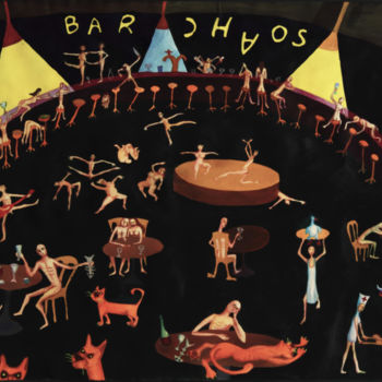 Painting titled "BAR CHAOS" by Ona Lodge, Original Artwork, Watercolor