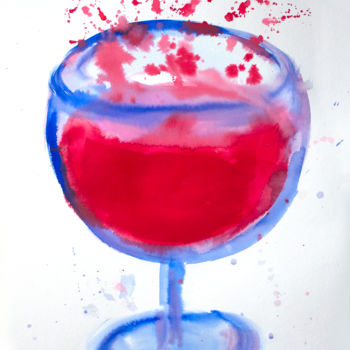 Painting titled "GLASS OF VERY GOOD…" by Ona Lodge, Original Artwork, Watercolor