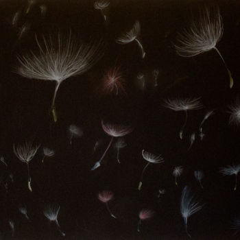 Zeichnungen mit dem Titel "FLYING DANDELION SE…" von Ona Lodge, Original-Kunstwerk, Pastell