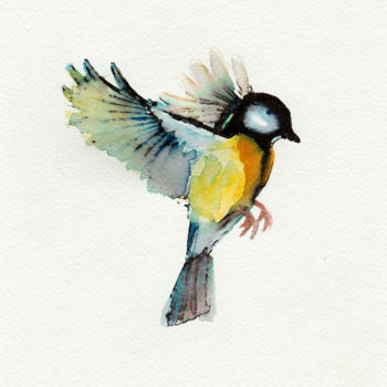 Painting titled "FLYING BIRD" by Ona Lodge, Original Artwork, Watercolor