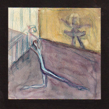 Schilderij getiteld "DANCING WITH A SHAD…" door Ona Lodge, Origineel Kunstwerk, Aquarel