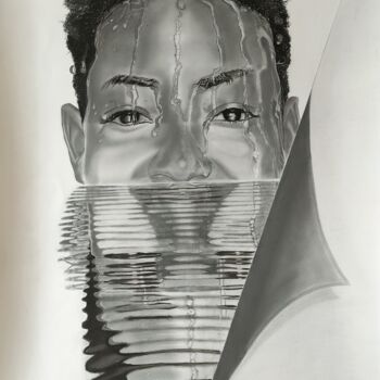 Drawing titled "Immersion" by Oncekeni, Original Artwork, Charcoal