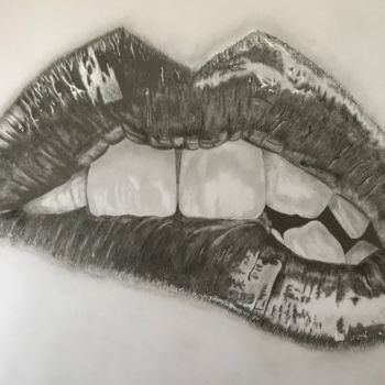 Drawing titled "Lippen" by Linx Arts, Original Artwork, Graphite