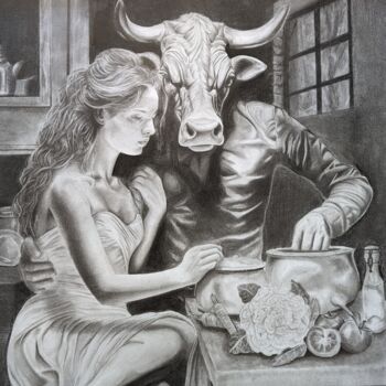 Drawing titled "Taurus" by Onesper, Original Artwork, Graphite