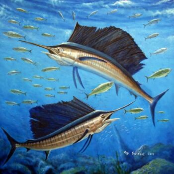 Painting titled "Sailfish" by Ong Sookeat, Original Artwork