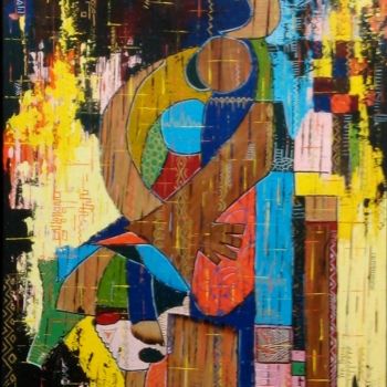 Painting titled "Embrases" by Oluseyi Soyege, Original Artwork, Fabric