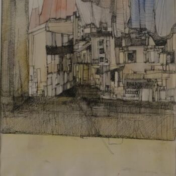 Painting titled "Cidade Sem Muros Ne…" by Onofre Manata, Original Artwork, Ink