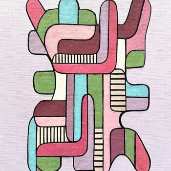 Peinture intitulée "Abstractif 3" par Onurb Napeihcs, Œuvre d'art originale, Acrylique Monté sur Autre panneau rigide