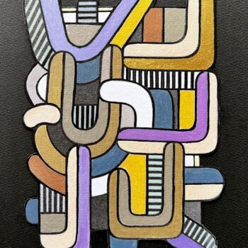 Dessin intitulée "Abstractif 6" par Onurb Napeihcs, Œuvre d'art originale, Acrylique Monté sur Autre panneau rigide