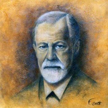 Painting titled "sigmund freud     #…" by Florence. Oosth, Original Artwork, Oil