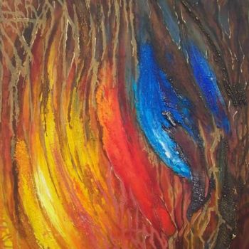 Painting titled "au traver du vitrail" by Florence. Oosth, Original Artwork, Oil