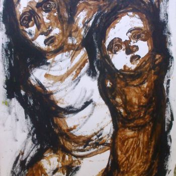 Painting titled "father and son" by Müge Olçum, Original Artwork, Acrylic