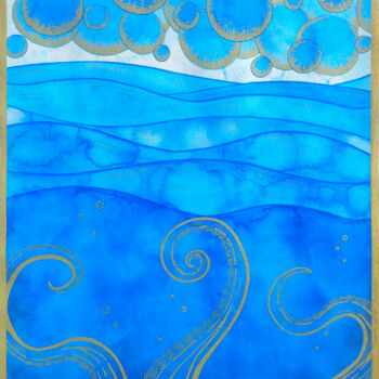 Peinture intitulée "Abysse" par Opaline, Œuvre d'art originale, Aquarelle