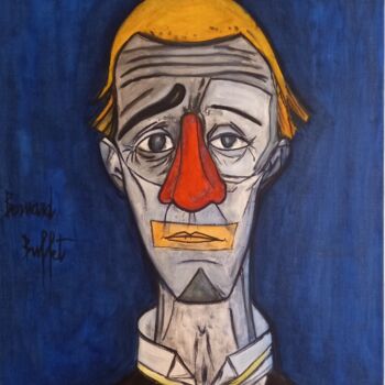 Schilderij getiteld "Le clown de Bernard…" door Ophélie Bonheme, Origineel Kunstwerk, Olie